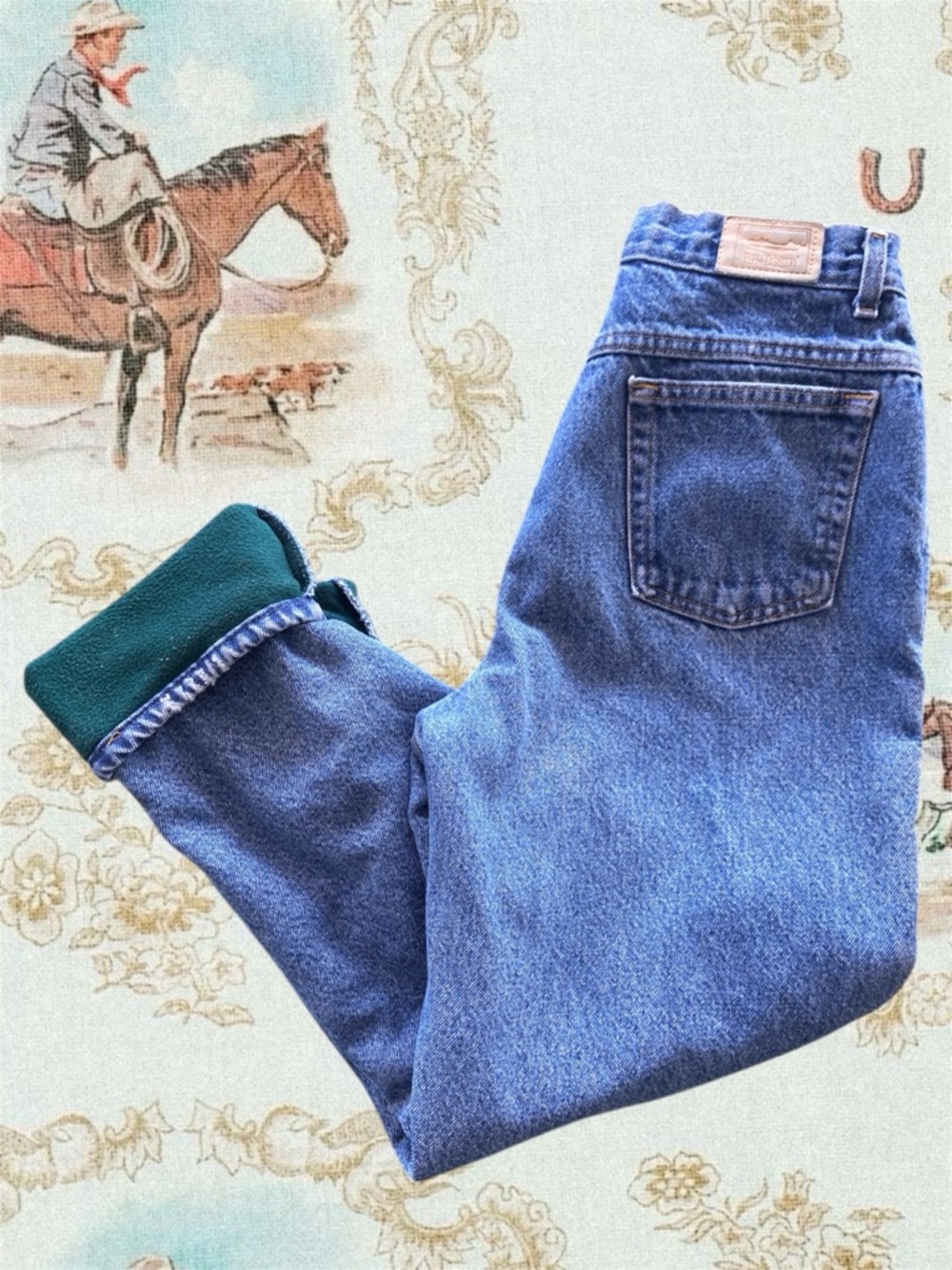 Vintage LL Bean Fleece Lined Denim Jeans Womens